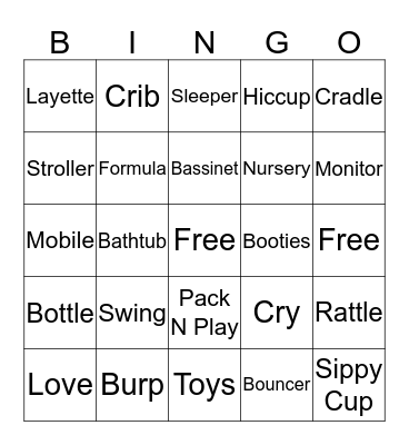 BABY SHOWER BINGO Card