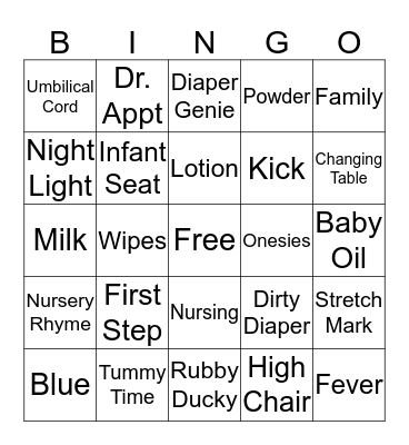 BABY SHOWER BINGO Card