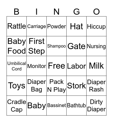 BABY SHOWER BINGO Card