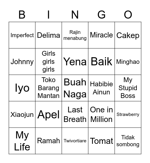 BINGO bersama Mas Aris Bingo Card