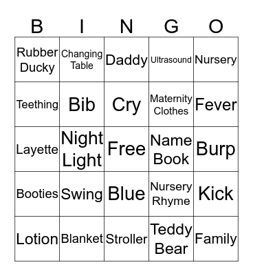 BABY SHOWER BINGO Card
