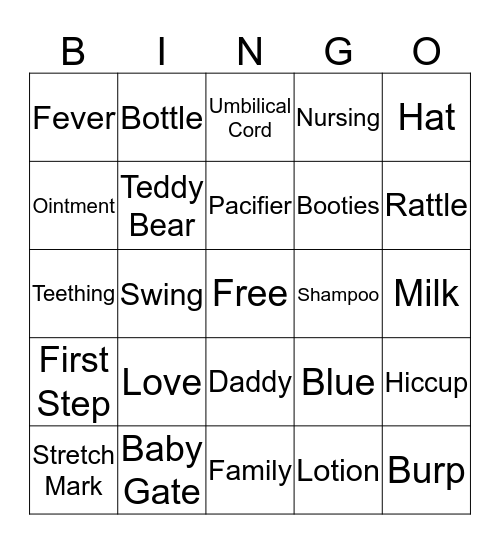 BABY SHOWER BINGO Card