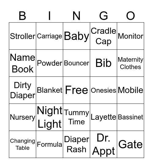 BABY SHOWER BINGO Card