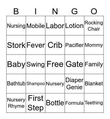 BABY SHOWER BINGO Card