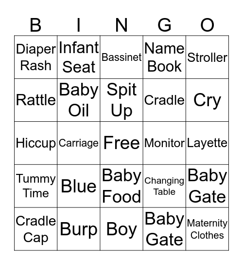 BABY SHOWER BINGO Card