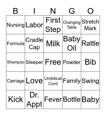 BABY SHOWER BINGO Card