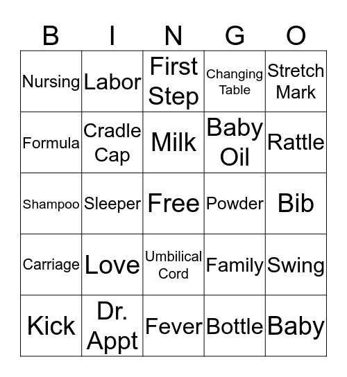 BABY SHOWER BINGO Card