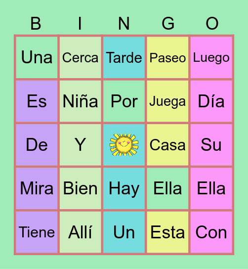 Palabras de uso frecuente Bingo Card