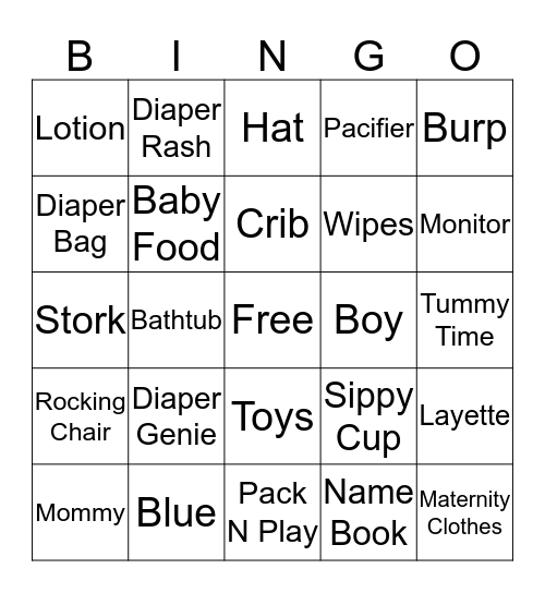 BABY SHOWER BINGO Card