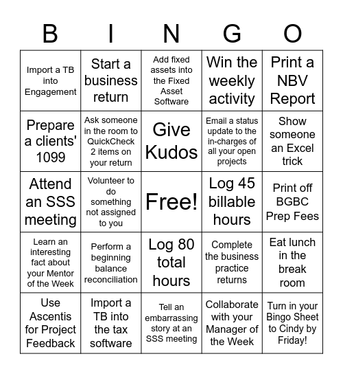 BGBC Bingo - Week 3 & 4 Bingo Card