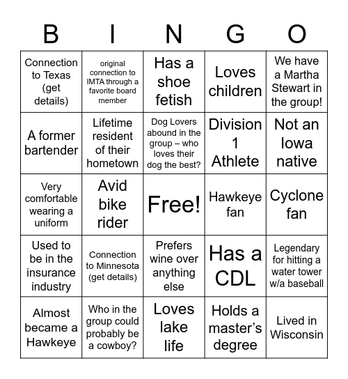 IMTA BINGO Card