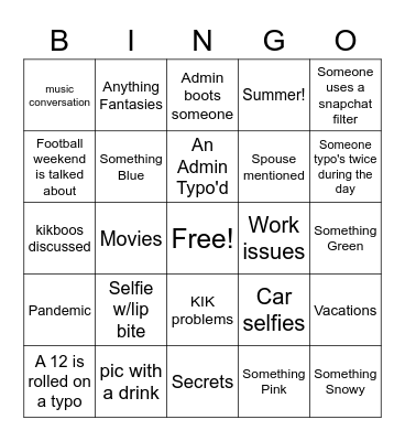 Fill My Friday Bingo Card