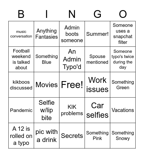 Fill My Friday Bingo Card