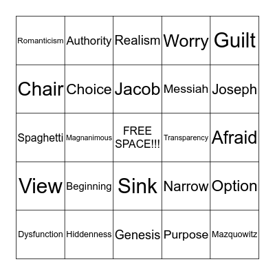 Sermon Bingo 6/28/15 Bingo Card
