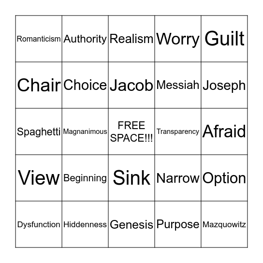Sermon Bingo 6/28/15 Bingo Card