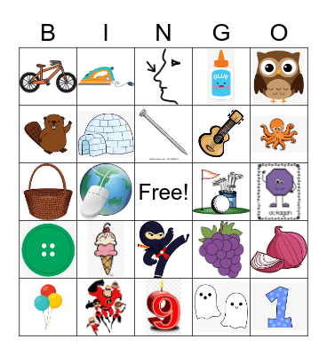 Picture Bingo Card