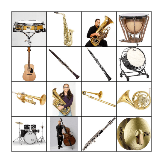 Musical Instrument Bingo Card