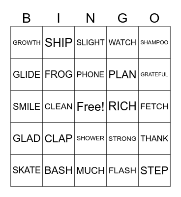 DIGRAPHS and 2 LETTER BLENDS Bingo Card