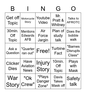 Dr Davis Bingo Card