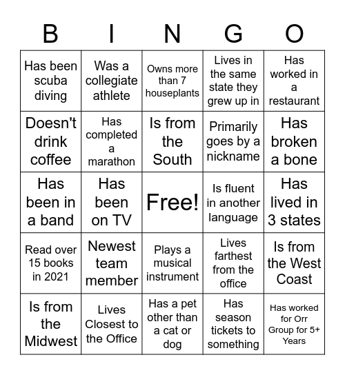 Und-ORR The Sea Bingo Card