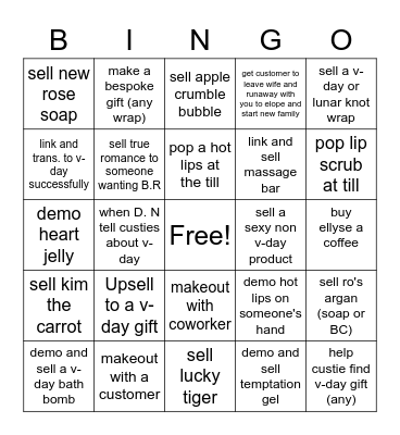 Weekend Valentine's Bingo Card