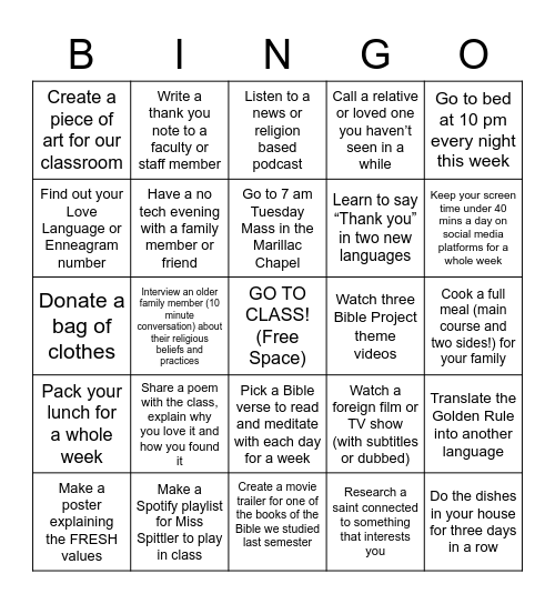 Sacred Scripture Bingo! Bingo Card