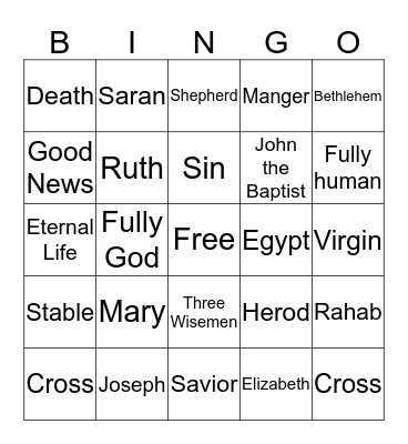 T.Nan's Bible Bingo Card