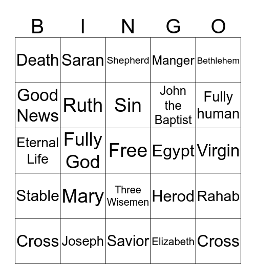 T.Nan's Bible Bingo Card