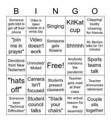 LCH Assembly Bingo (Online and In person!) Bingo Card