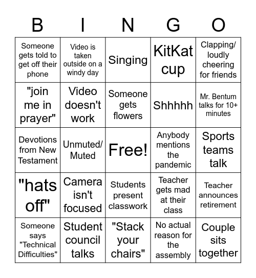LCH Assembly Bingo (Online and In person!) Bingo Card