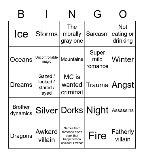 Drem Book Bingo Card