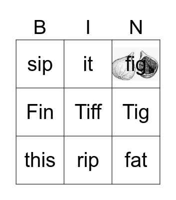beginning i sounds 2 Bingo Card