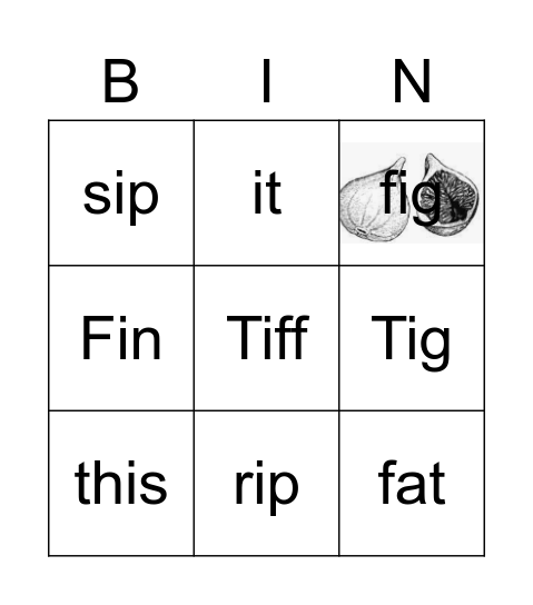 beginning i sounds 2 Bingo Card