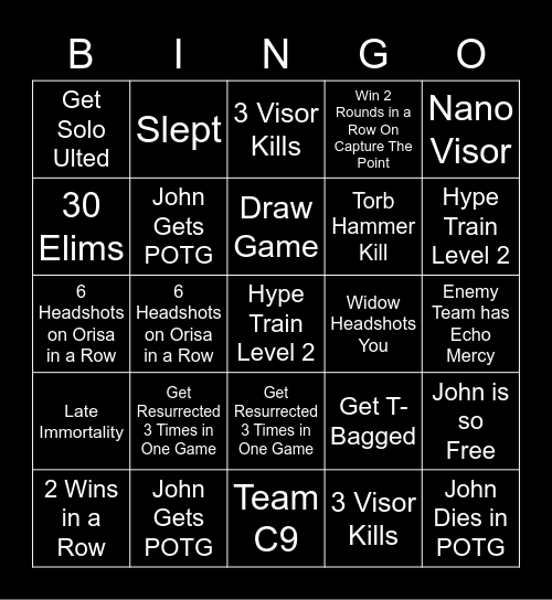 W_nteds Overwatch Bingo Card