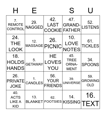 YOU KNOW HE LOVES YOU WHEN Bingo Card