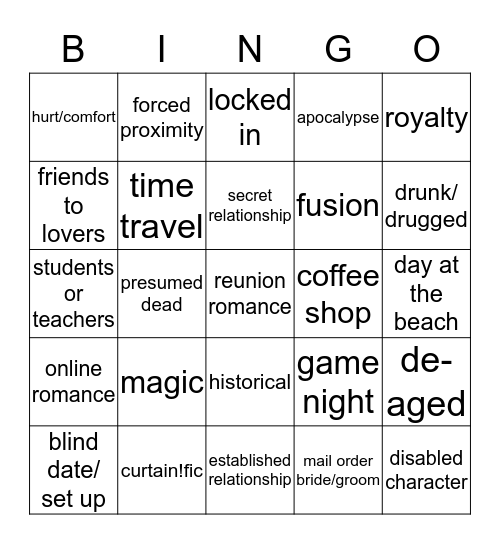 Tropes Bingo Card