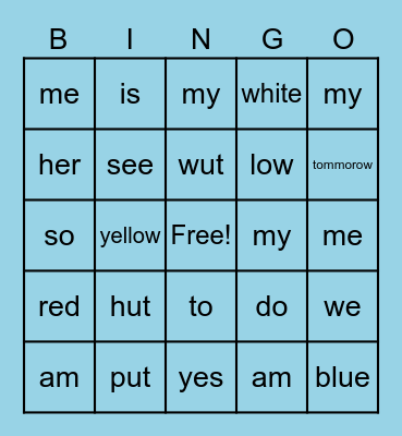 Test Bingo Card