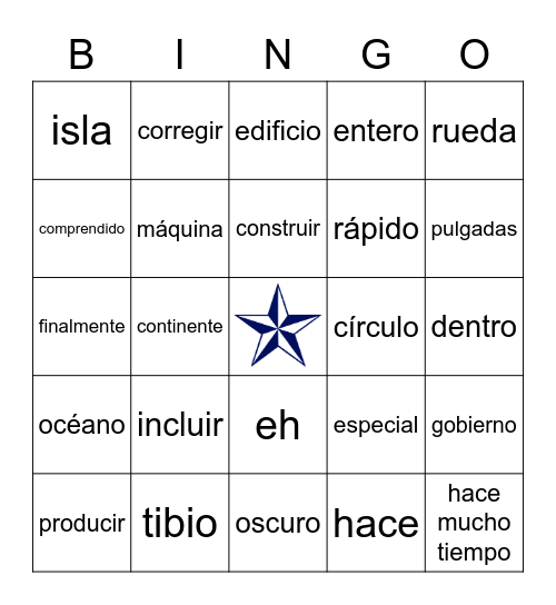 Palabras de uso frecuente Bingo Card