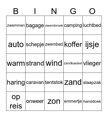 zomer bingo Card