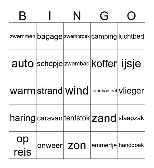zomer bingo Card