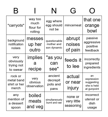 kays cooking extravaganza Bingo Card