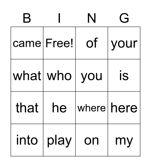 Q2 Words Bingo Card