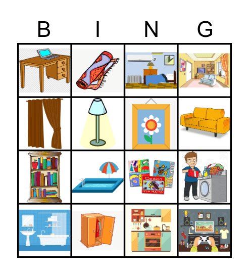 Furniture/Rooms of a House Bingo Card