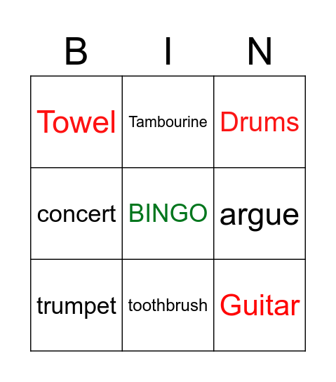 Germany's Insturments Bingo Card