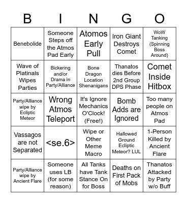Labyrinth of the Ancients Bingo Card