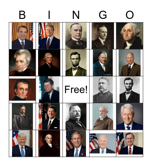 Presidents Bingo Card