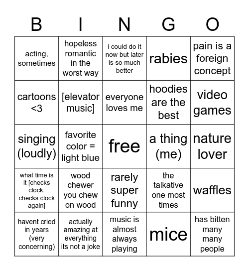 wild animal bingo Card