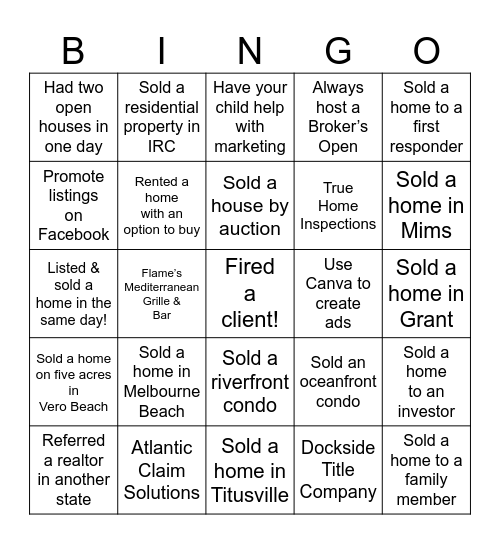 Melbourne Luncheon Bingo Card