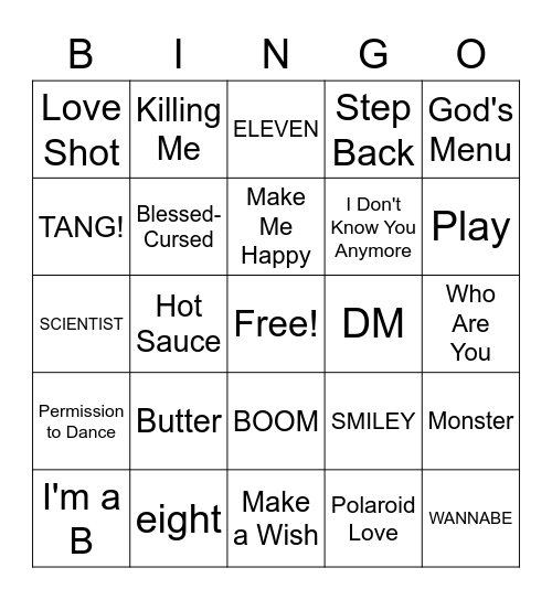 K-POP MUSIC BINGO Card