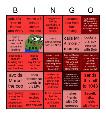 April Fooze Bingo (hard edition) Bingo Card